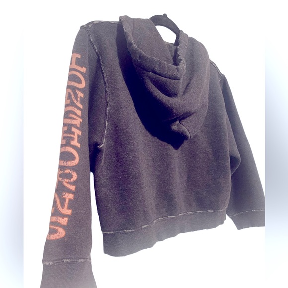 NWOT | Chip & Pepper Cropped Distressed Gray/Blue Zip Front Hoodie, M - Picture 4 of 8